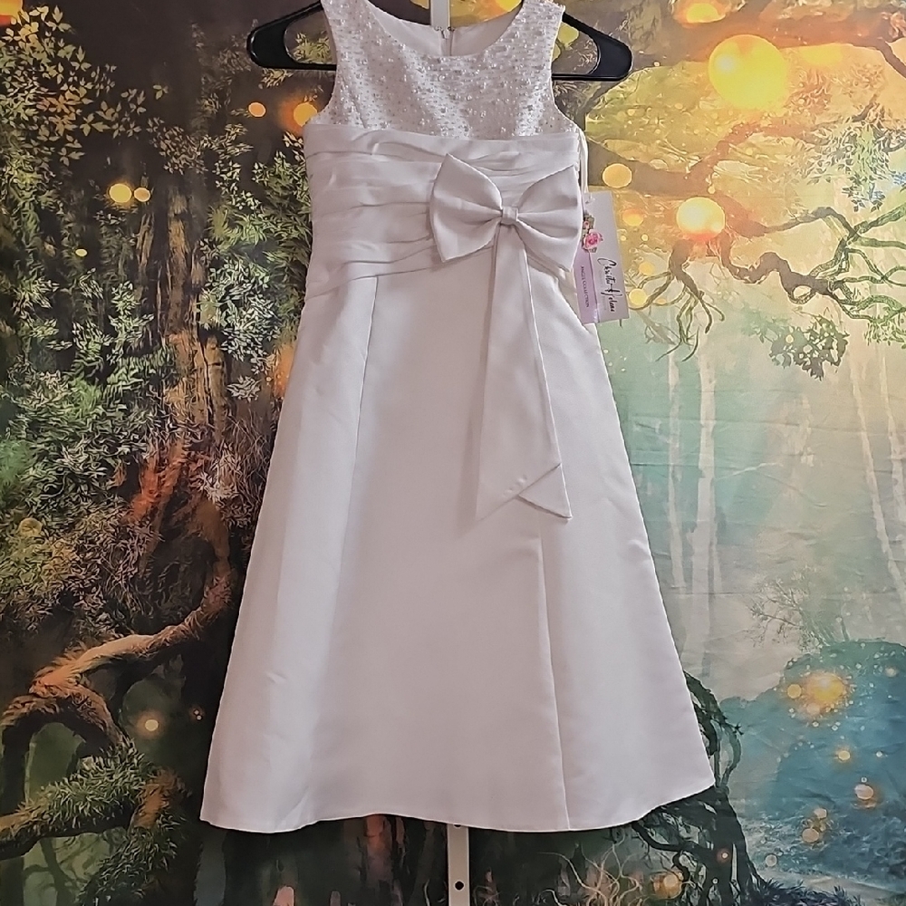 Elegan Sleeveless Kids Dress By Christie Helene SZ 7 Communion Baptism Wedding